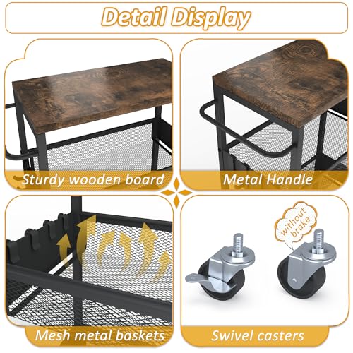 7.1" Wide Slim Rolling Utility Cart