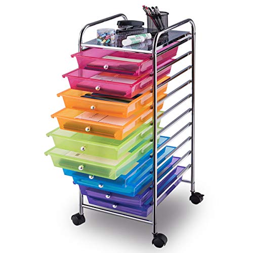 10 Drawer Rolling Storage Cart Scrapbook Paper Office School Organizer