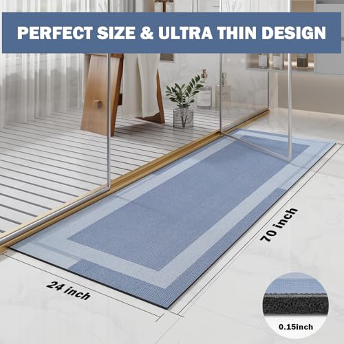 Non Slip Bath Mat Long Ultra Thin Bathroom Rugs Runner Fit Under Door (11 Sq Ft)
