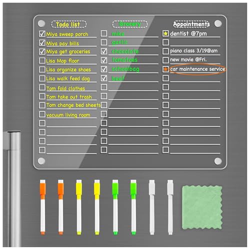 Acrylic Magnetic to Do List Whiteboard for Fridge