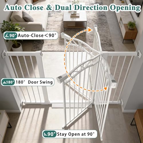 65.4" 68.1" Extra Wide Press Mounted Baby Gate Indoor for Kids Or Pets Walk Thru No Drill Long Dog Gates for The House Doorway Child Safety Gate