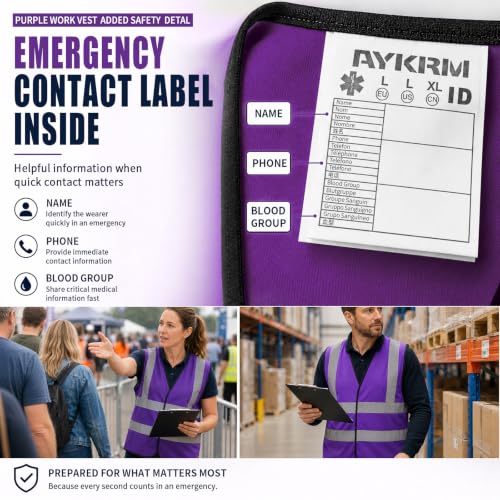 purple high vis safety vest 3XL