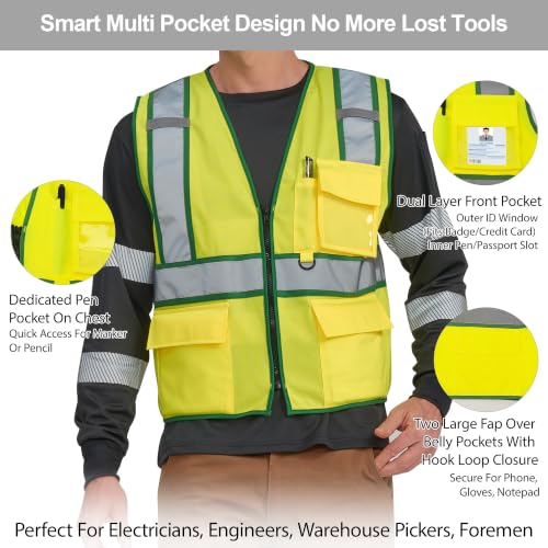 Neon Green Reflective Vest with Logo Printing