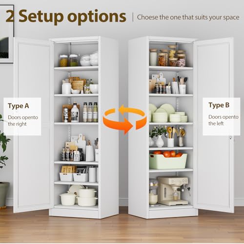 67" White Lockable Metal Storage Cabinet