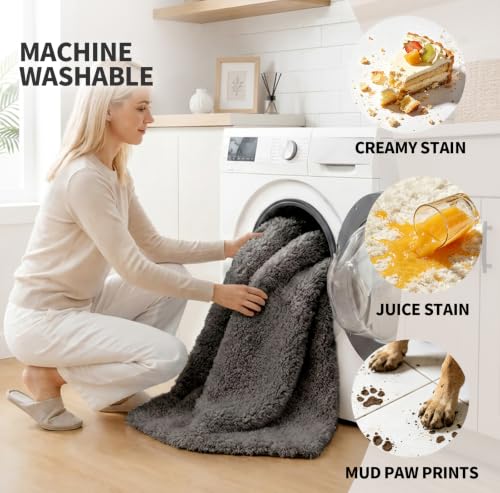 Dark Gray Toilet Rugs U Shaped 22" × 24" Non Slip & Super Absorbent Extra Thick Soft (3.675 Sq Ft)