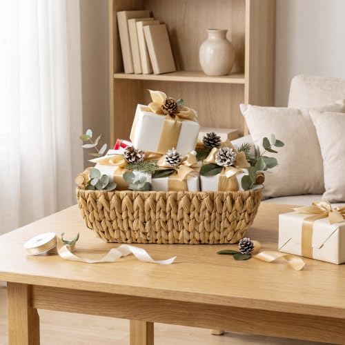 Hand Woven Storage Baskets with Wooden Handles (2 Count)