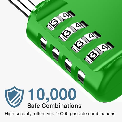 2 Pack Combination Lock Locker 4 Digits Combo Padlock Gym Green (2 Count)