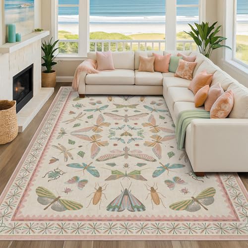 7x9 Cute Insect Rugs for Girls Bedroom (63 Sq Ft)