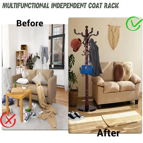 73" Wooden Coat Rack Stand