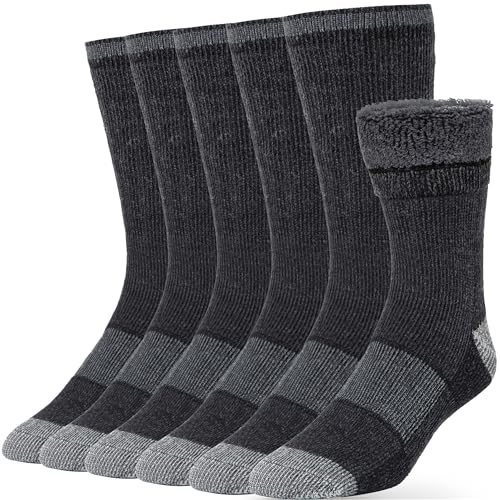 Warm Thermal Wool Socks for Winter Moisture Wicking and Breathable Cozy Boot Socks Charcoal ML