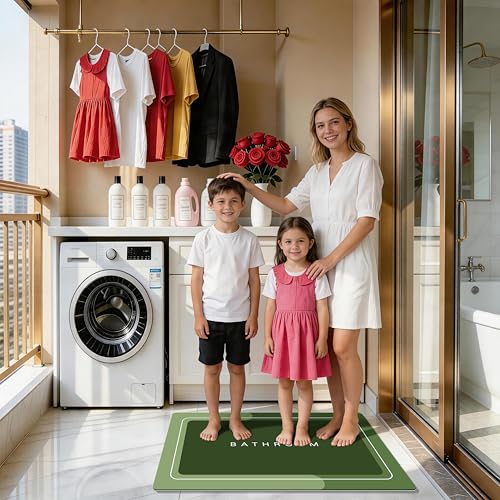 Bath Mat Bathroom Mat Rugs Super Absorbent Shower Mats Non Slip Quick Dry Thin Rubber Mats for Bathroom Floor Fit Under Door