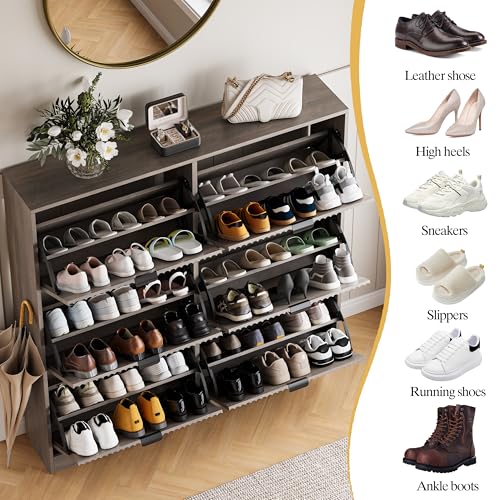 Shoe Cabinet Storage for Entryway with 6 Flip Drawers