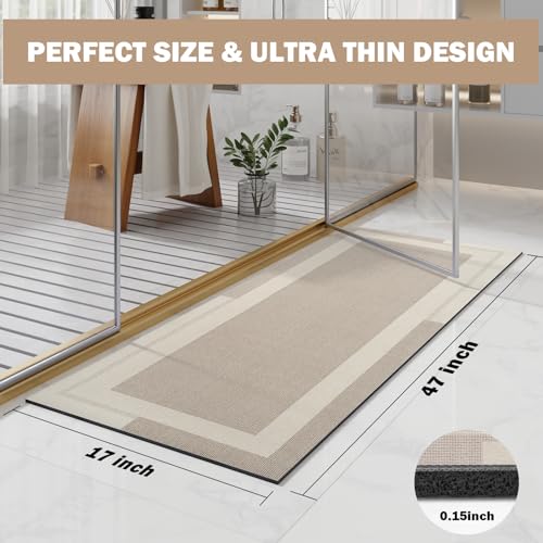Non Slip Bath Mat Long Ultra Thin Bathroom Rugs Runner Fit Under Door (5.48 Sq Ft)