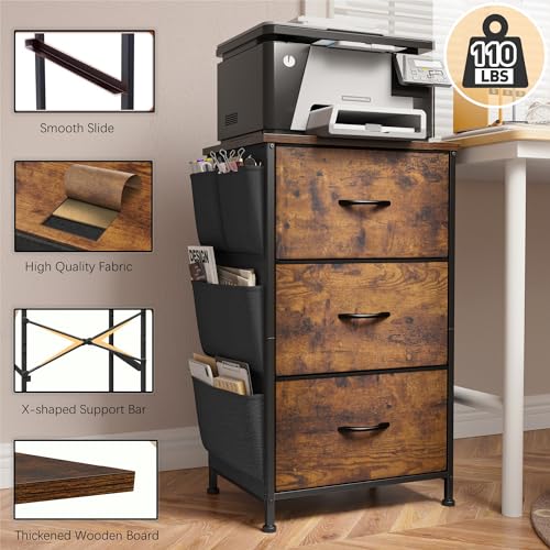 Night Stand Set of 2 with 3 Drawers for Bedroom (2 Count)