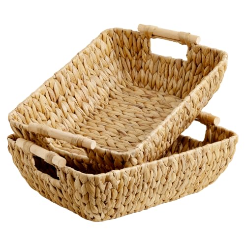 Hand Woven Storage Baskets with Wooden Handles (2 Count)