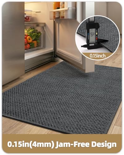 Thin Kitchen Rug 17x59 Non Slip Rubber Backing