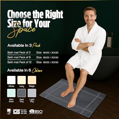 100% Ring Spun Cotton Bath Mat (12 Count)