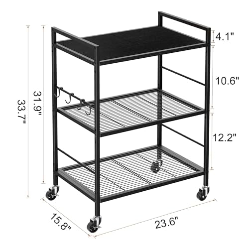3 Tier Metal Storage Rack with Industrial Wheels