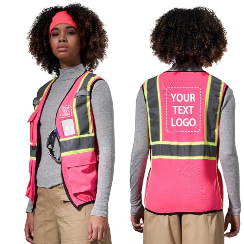 Customize pink safety vest for women