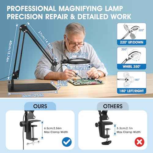 10X Magnifying Glass with Light and Stand