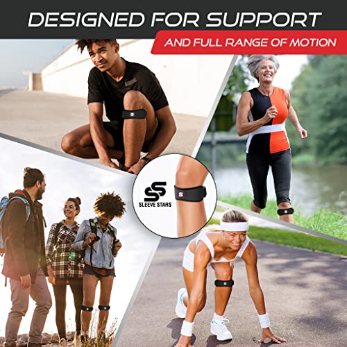 Patellar Tendon Support Strap Swedish Brand for Women & Men Effective Osgood Schlatter Knee Brace Youth & Kids with 3 Adjustable Length fits 12" (2 Count)