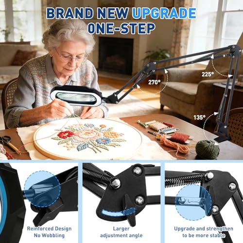 12X Square Ultra Long Magnifying Glass with Light and Clamp (100 Count)