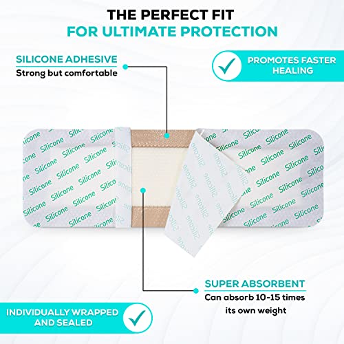Silicone Foam Adhesive Dressing with Border (5 Count)