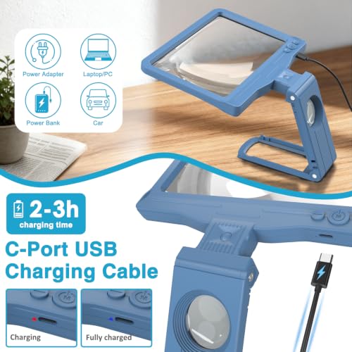 30X 6X Rechargeable Magnifying Glass for Reading