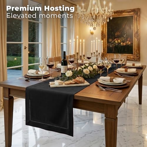 Signature Linen™ by D'Moksha Black Table Runner 48 Inches