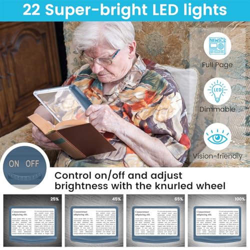 Rechargeable 5X Magnifying Glass for Reading
