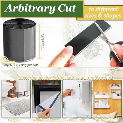 4.3" x 26.3 Feet Adhesive Hook and Loop Tape Heavy Duty Cushion Grip (26.25 Foot)