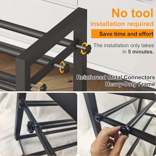 3 Tier Expandable Metal Shoe Rack for Closet & Entryway (3 Count)