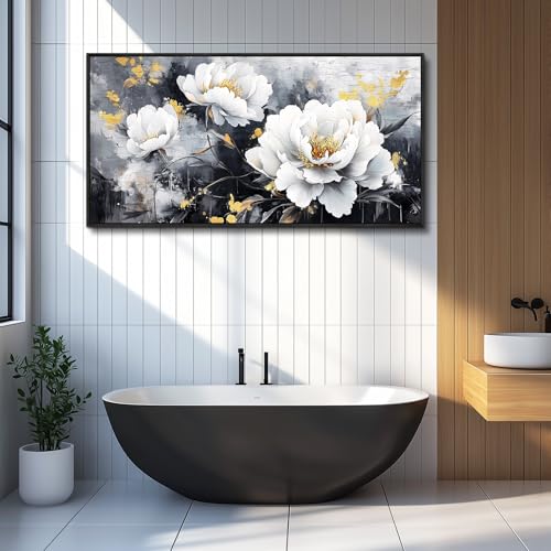 Large Canvas Black Framed Wall Art Decor For Living Room Bedroom Abstract Painting Ink