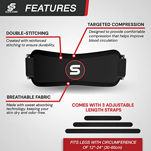 Patellar Tendon Support Strap Swedish Brand for Women & Men Effective Osgood Schlatter Knee Brace Youth & Kids with 3 Adjustable Length fits 12" (2 Count)