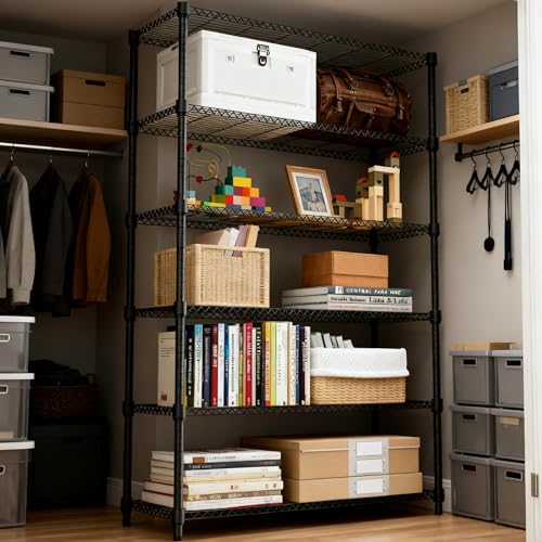 2100LBS 47.2" W 6 Tiers Shelf Storage Shelves Metal Shelving Unit Heavy Duty Garage Shelving Adjustable Wire Shelves for Pantry