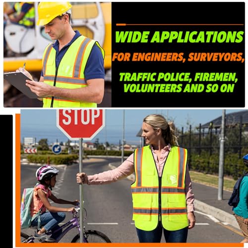 10 Pack Safety Vests with Reflective Strips (10 Count)