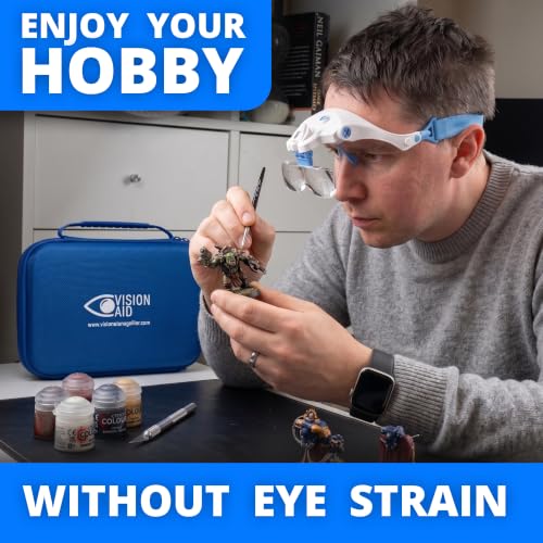 Expert Edition Magnifying Glasses with USB Rechargeable LED Light and Storage Case Hands Free Head Magnifier for Hobby Painting Close Work