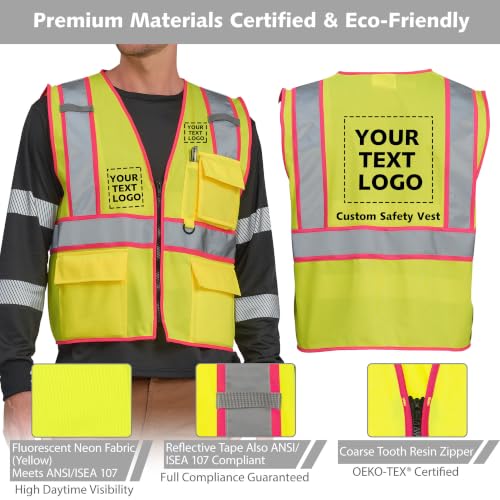 Pink High Visibility Vest Custom Logo