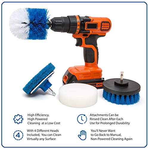 4 Piece Scrub Brush Power Drill Attachments
