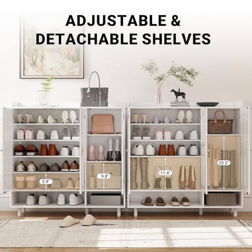 Shoe Cabinet with 3 Doors and Adjustable Shelves