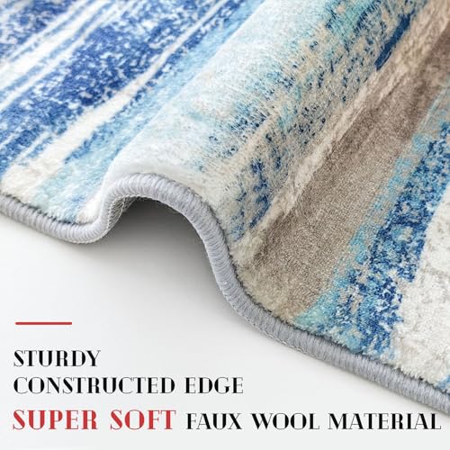 Washable Abstract 5x7 Area Rug for Living Room Non Slip Bedroom Rug