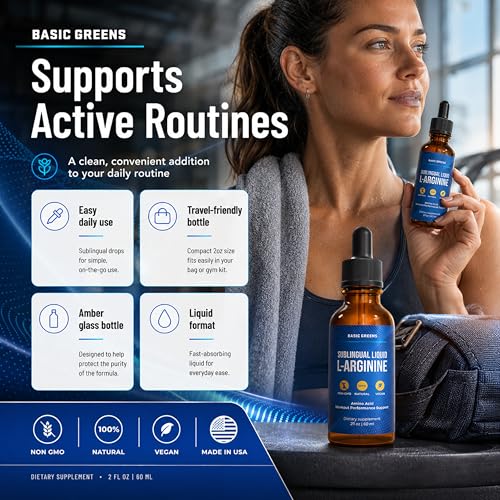 L Arginine Liquid Drops Vegan Nitric Oxide Supplement Performance 2 Fl Oz