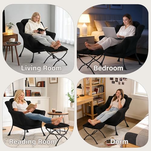 Modern Lazy Chair with Ottoman