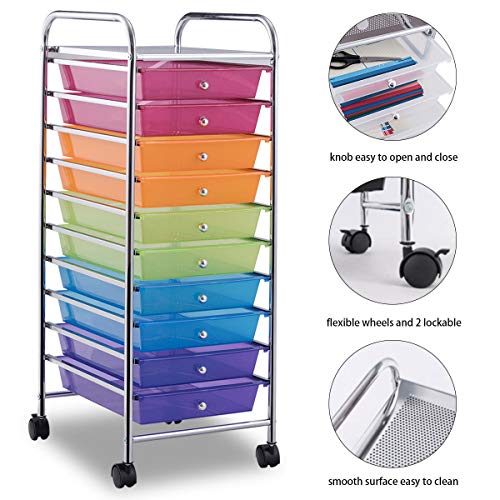 10 Drawer Rolling Storage Cart Scrapbook Paper Office School Organizer
