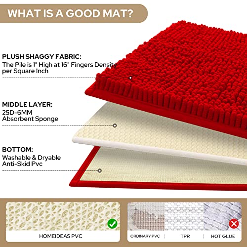 Red Chenille Bathroom Rugs Set of 3 (3 Count)