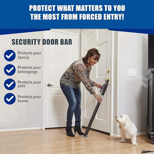 Super Heavy Duty Metal Door Stoppers Bar with 3000+lbs Strength Adjustable Door Security Bar for Home Security Residential