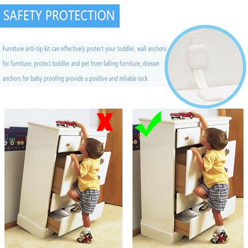 Upgraded No Drill Furniture Anchors for Baby Proofing (2 Count)