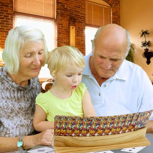 Card Holders for Playing Cards Set of 2 Soild Wood Cards Holders for Kids Seniors Adults