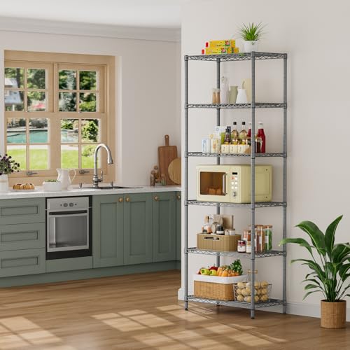 6 Metal Shelves Wire Shelving Storage Shelf Adjustable Unit Pantry