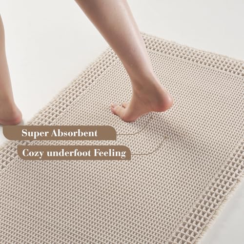 Waffle Bath Mat for Bathroom Non Slip Bathroom Rugs 24x36 Pale Beige (6 Sq Ft) - Bel Marant